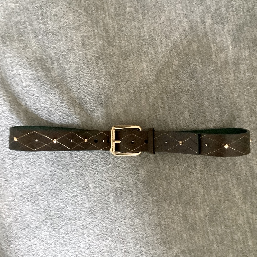 MICHAEL Michael Kors Brown Leather Belt with Goldtone Buckle Sz. Large